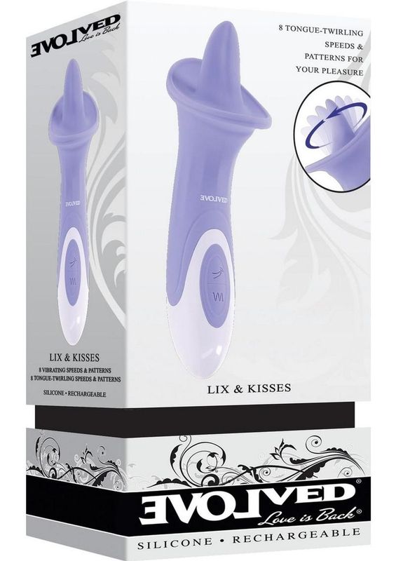 EVOLVED LIX AND KISSES RECHARGEABLE SILICONE PURPLE CLITORAL STIMULATOR