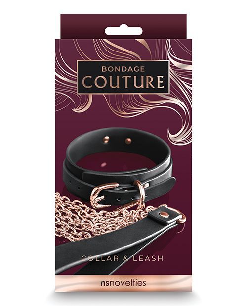 BONDAGE COUTURE COLLAR AND LEASH BLACK