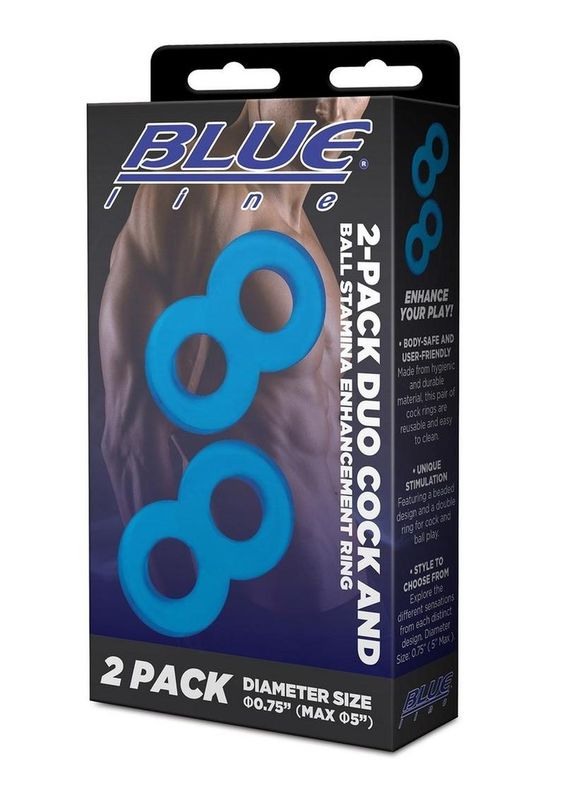 BLUE LINE DUO COCK & BALL RING 2PK BLUE
