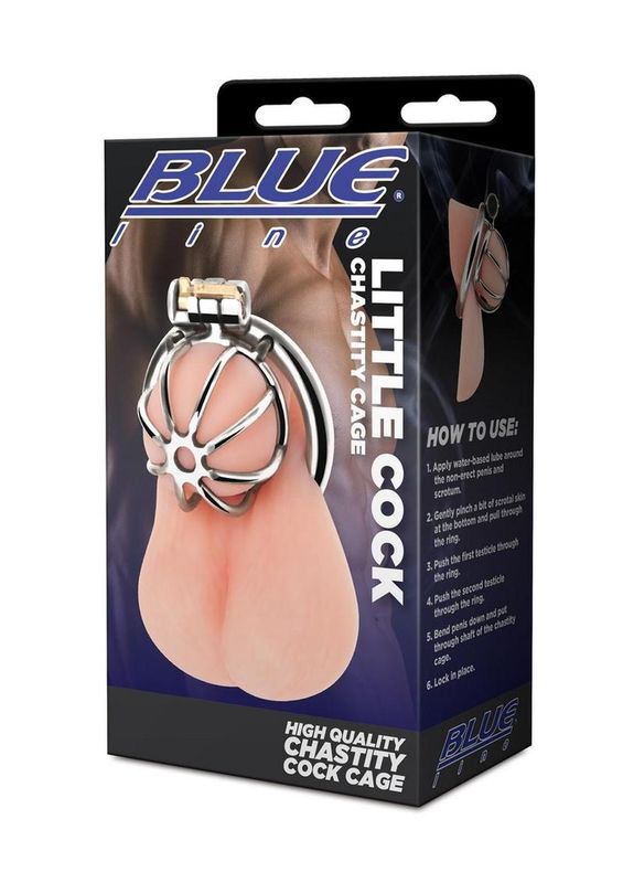BLUE LINE LITTLE COCK CAGE STAINLESS STEEL CHASTITY CAGE