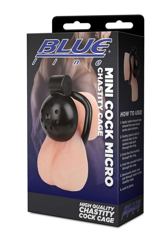 BLUE LINE MINI COCK MICRO CHASTITIY CAGE BLACK