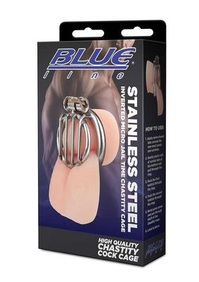 BLUE LINE STAINLESS STEEL INVERTED MICRO JAIL TIME CHASTITIY CAGE