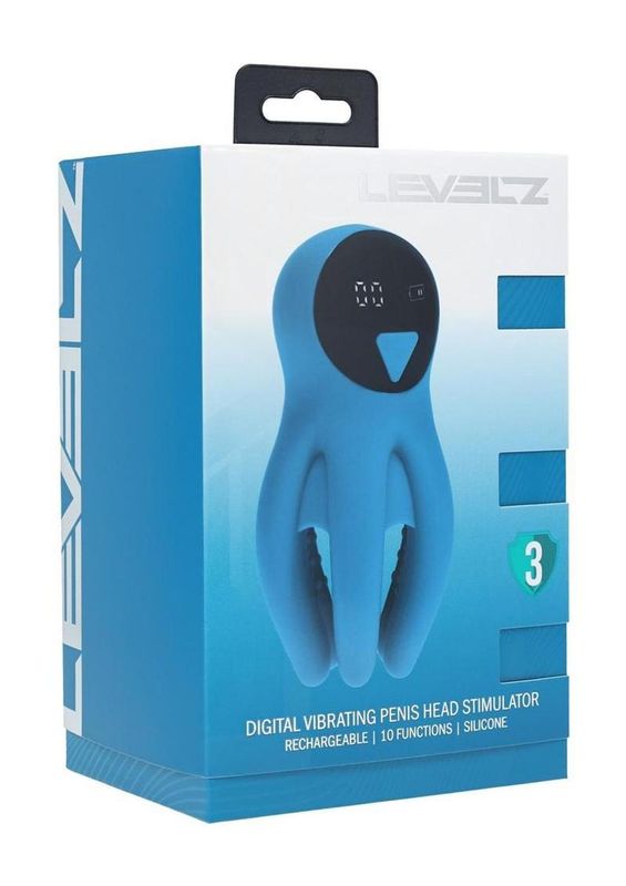 LEVELZ DIGITAL VIBRATING SILICONE PENIS HEAD STIMLATOR WITH TENTACLES TEAL