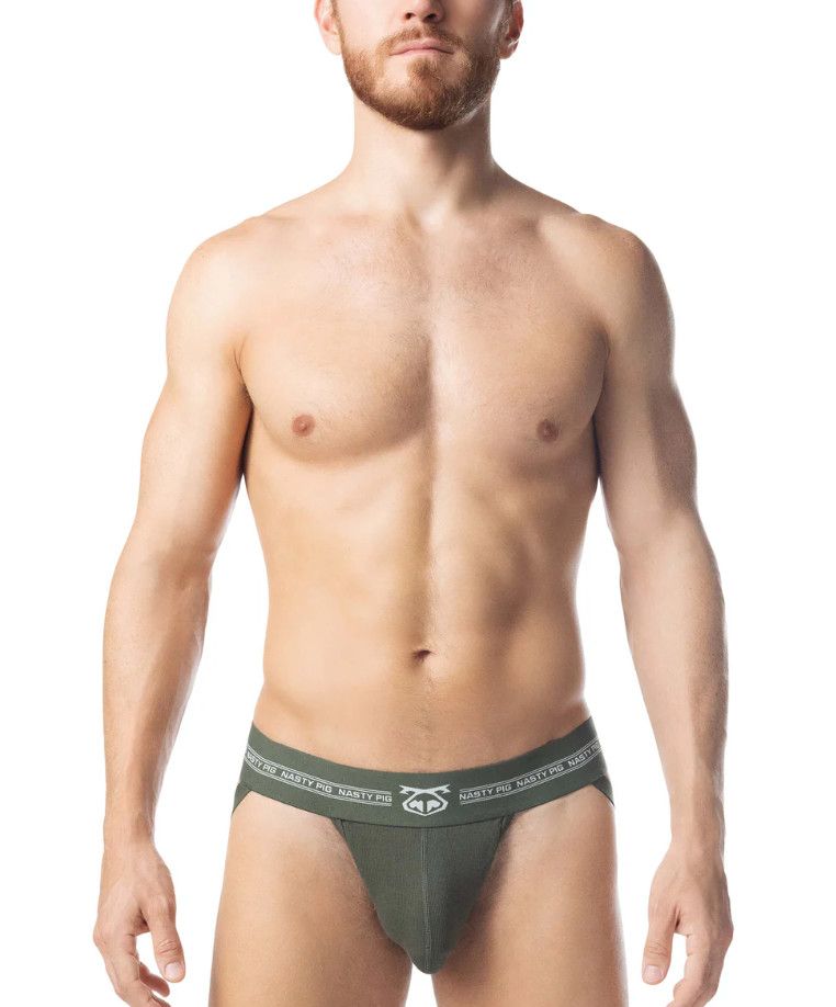 NASTY PIG CORE JOCK STRAP ARMY GREEN & WHITE NASTY PIG CORE JOCK STRAP ARMY GREEN & WHITE, Size: SMALL