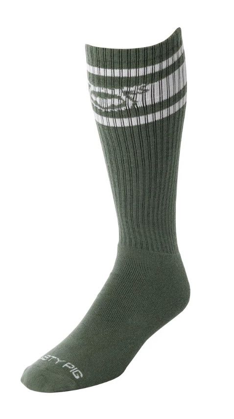 NASTY PIG HOOK'D UP SPORT SOCKS ARMY GREEN & WHITE