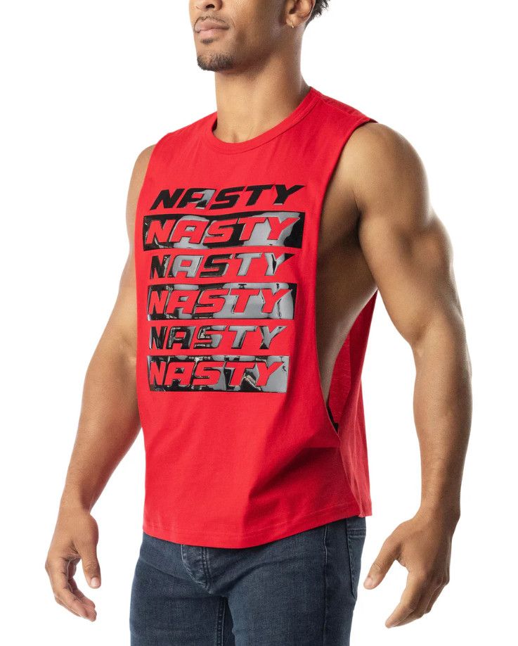 NASTY PIG NASTY SHREDDER TANK TOP RED & BLACK, Size: SMALL