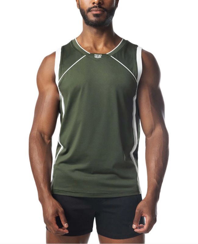 NASTY PIG GOALKEEPER TANK TOP ARMY GREEN & WHITE