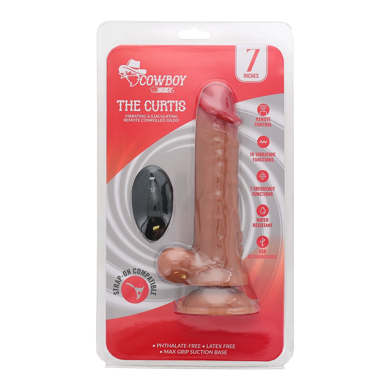THE CURTIS 7 inch VIBRATING & EJACULATING REMOTE CONTROL DILDO THE CURTIS 7 inch VIBRATING & EJACULATING REMOTE CONTROL DILDO
