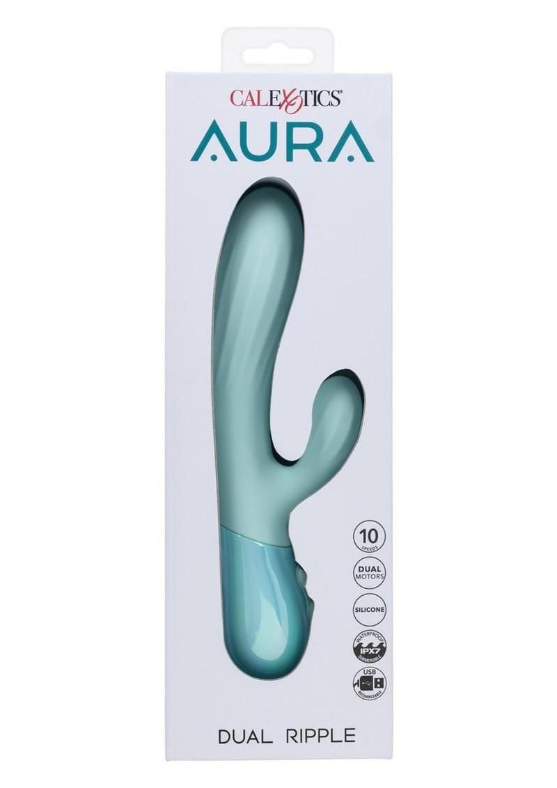 AURA DUAL RIPPLE SILICONE RABBIT VIBRATOR BLUE AURA DUAL RIPPLE SILICONE RABBIT VIBRATOR BLUE