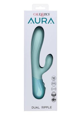 AURA DUAL RIPPLE SILICONE RABBIT VIBRATOR BLUE