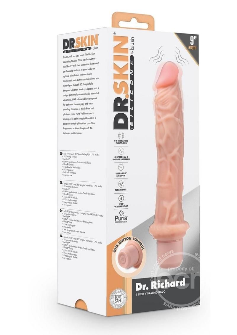 DR SKIN SILICONE RICHARD VIBRATING DILDO 9 DR SKIN SILICONE RICHARD VIBRATING DILDO 9", Color: BEIGE
