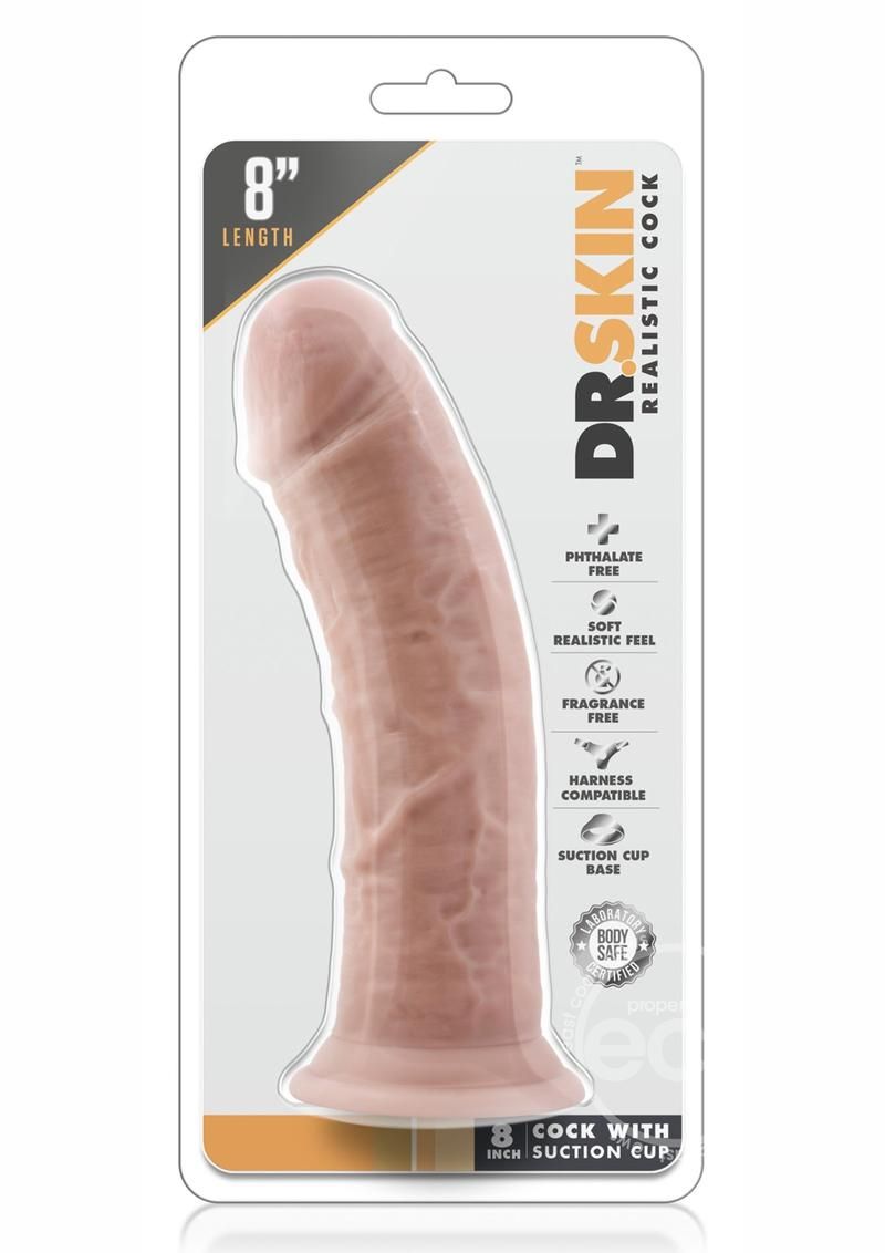 DR SKIN COCK WITH SUCTION 8", Color: FLESH
