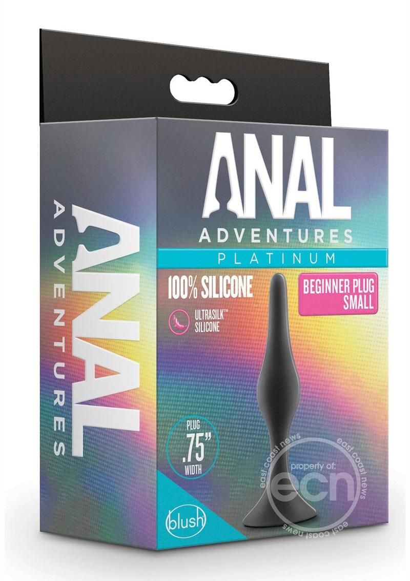 ANAL ADVENTURES PLATINUM SILICONE BEGINNER PLUG BLACK, Size: SMALL