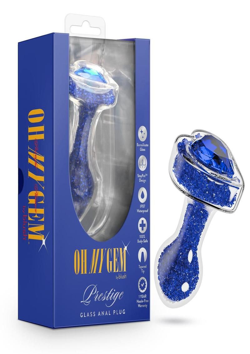 OH MY GEM PRESTIGE GLASS ANAL PLUG BLUE