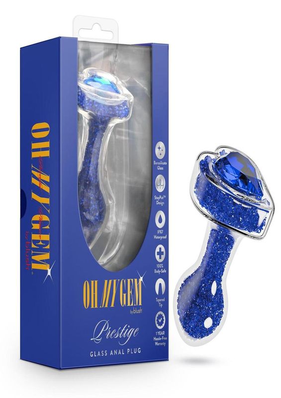OH MY GEM PRESTIGE GLASS ANAL PLUG BLUE OH MY GEM PRESTIGE GLASS ANAL PLUG BLUE