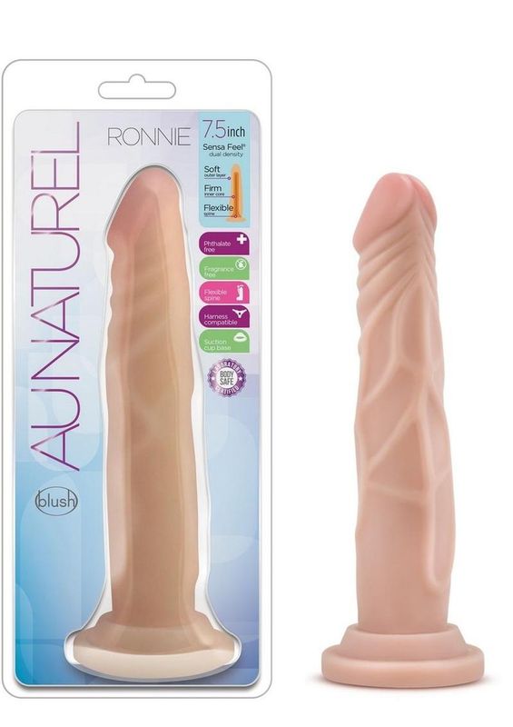 AU NATUREL RONNIE DILDO WITH SUCTION CUP 7.75inch BEIGE