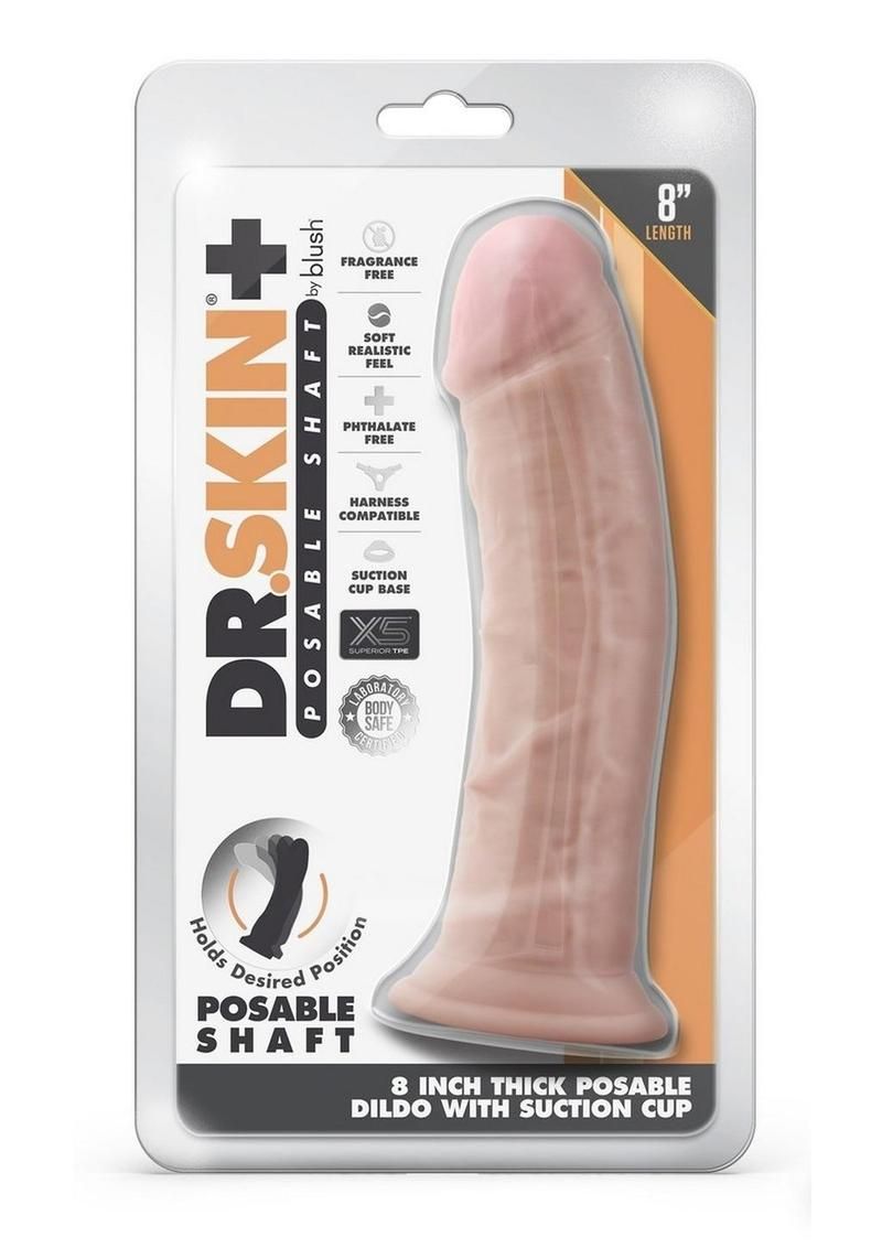 DR SKIN PLUS THICK POSABLE DILDO 8inch, Color: BEIGE