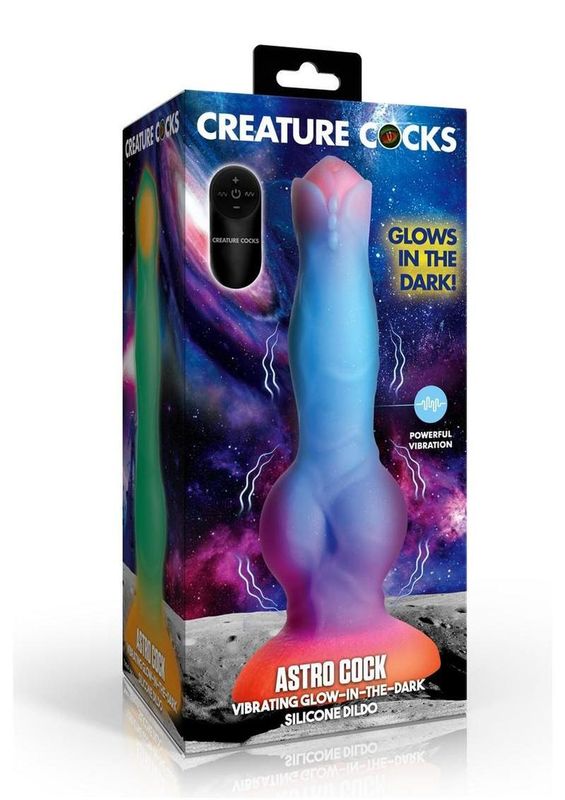 CREATURE COCKS ASTRO COCK VIBRATING GLOW-IN-THE-DARK DILDO
