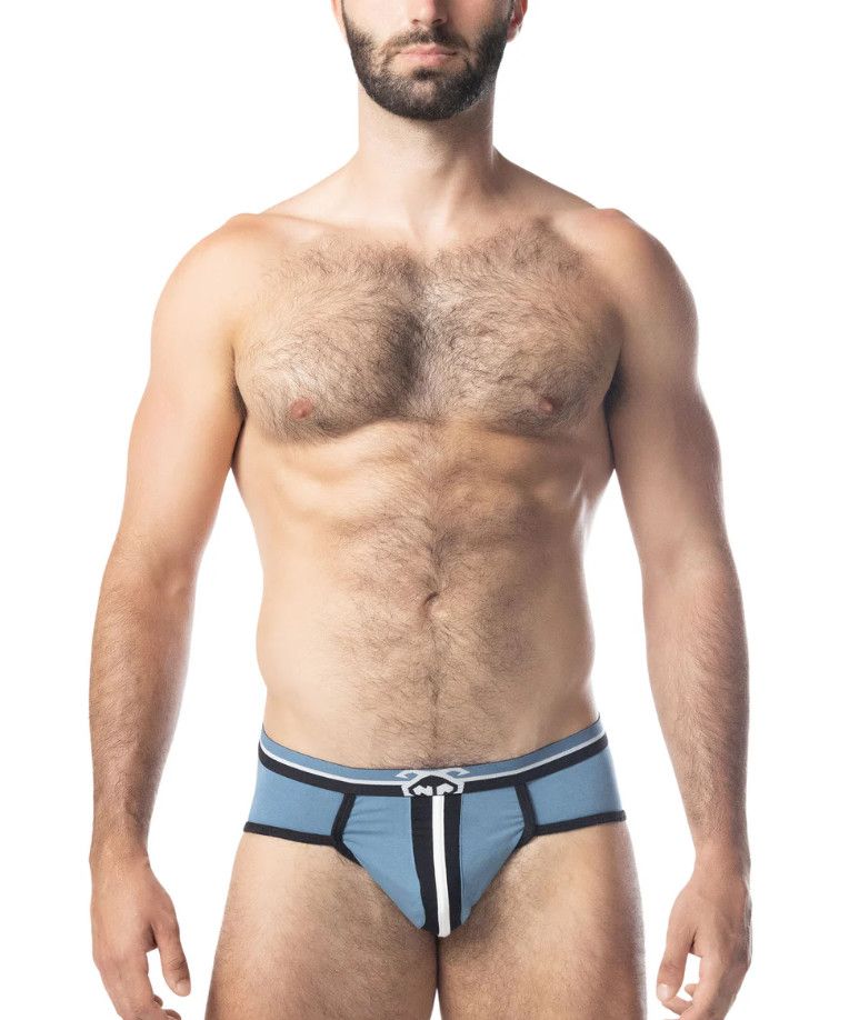 NASTY PIG BRAWN U-FRONT BRIEF BLUE STEEL WITH BLACK & WHITE, Size: SMALL