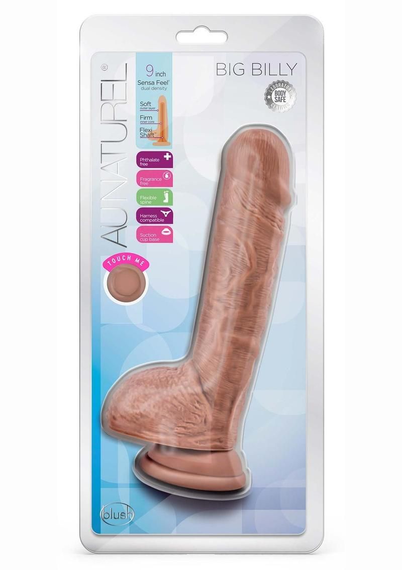 AU NATUREL BIG BILLY DUAL DENSITY DILDO WITH BALLS 9 AU NATUREL BIG BILLY DUAL DENSITY DILDO WITH BALLS 9" CARAMEL