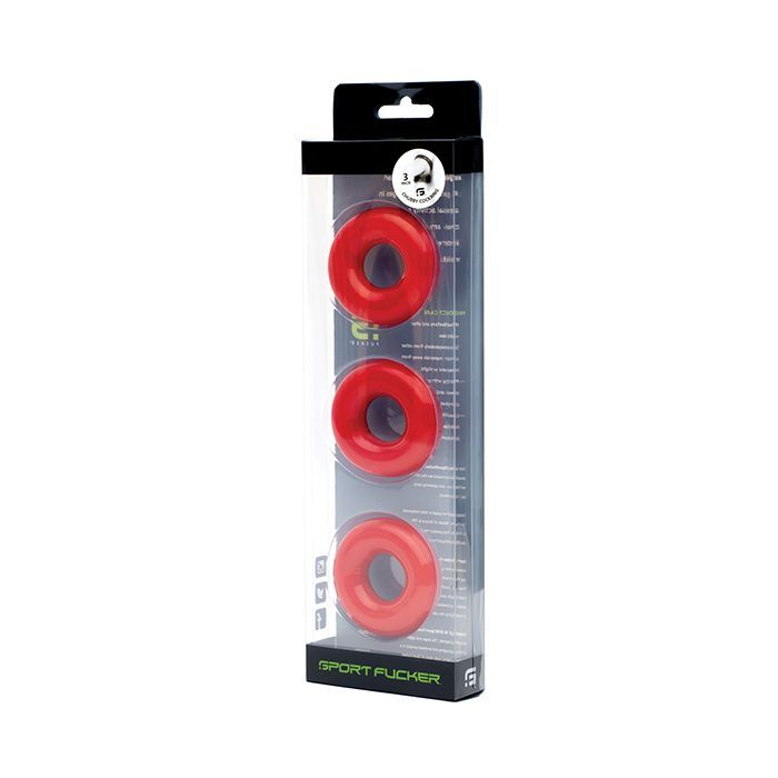 SPORT FUCKER CHUBBY COCKRING PACK OF 3, Color: RED