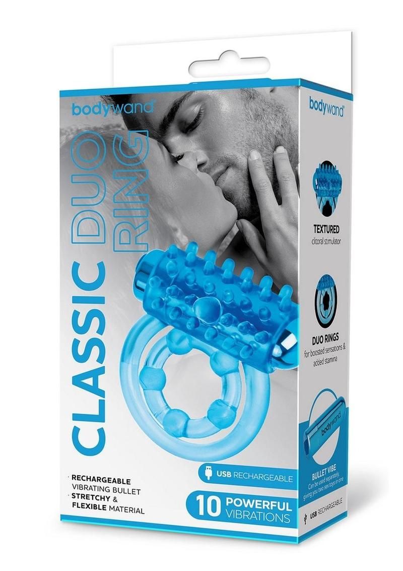 BODYWAND RECHARGEABLE SILICONE DUO RING BLUE BODYWAND RECHARGEABLE SILICONE DUO RING BLUE