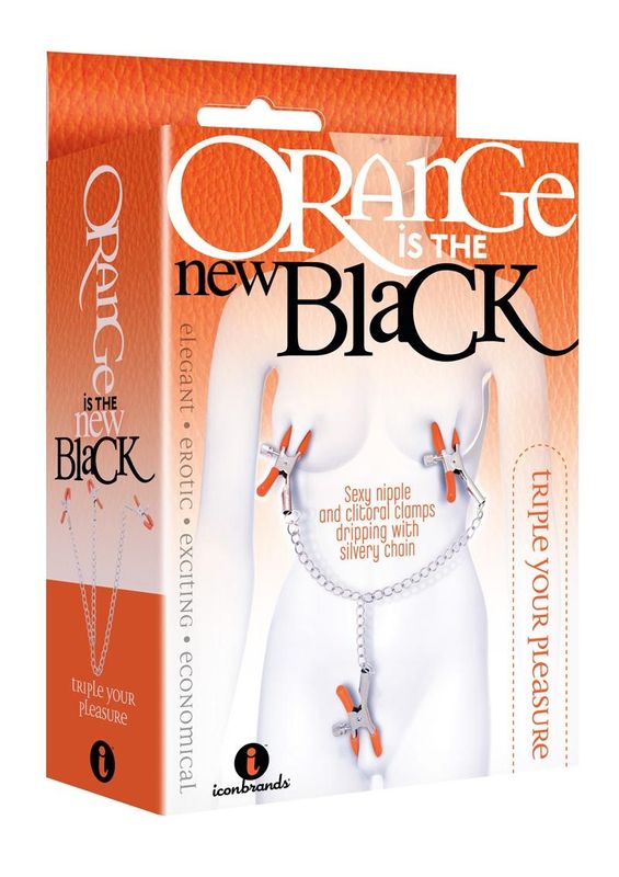 ORANGE IS THE NEW BLACK TRIPLE YOUR PLEASURE NIPPLE & CLITORAL CLAMPS