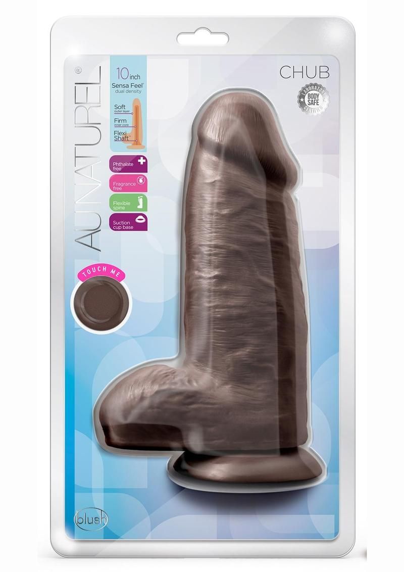 AU NATUREL CHUB WITH SUCTION CUP AND BALLS, Color: CHOCOLATE