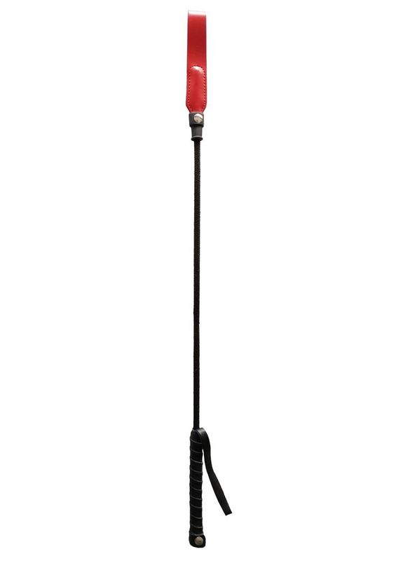 ROUGE LEATHER LONG RIDING CROP WITH SLIM TIP 24"