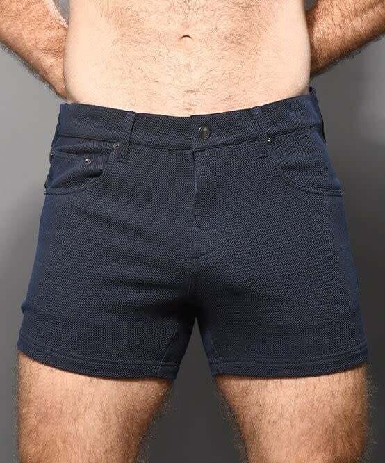 ANDREW CHRISTIAN SKINNY STRETCH JEAN SHORTS NAVY