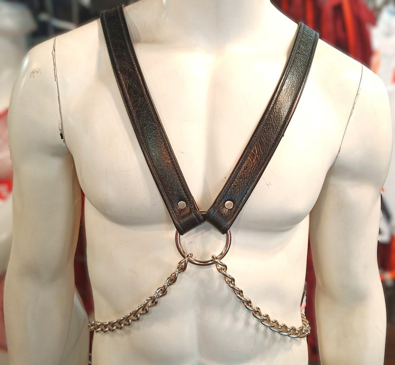 PERSEUS JASON HARNESS BLACK NAPPA LEATHER & SILVER CHAINS PERSEUS JASON HARNESS BLACK NAPPA LEATHER & SILVER CHAINS
