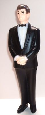 CAKE TOPPER MALE FIGURE, WHITE (BROWN HAIR)