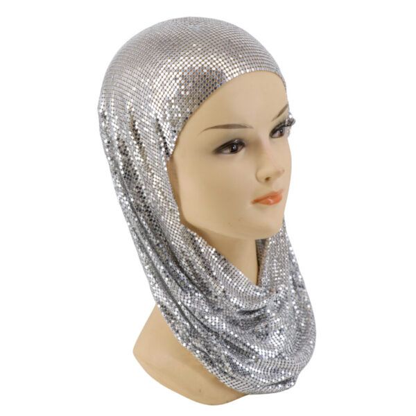 METAL MESH HOODED HEADPIECE METAL MESH HOODED HEADPIECE, Color: SILVER