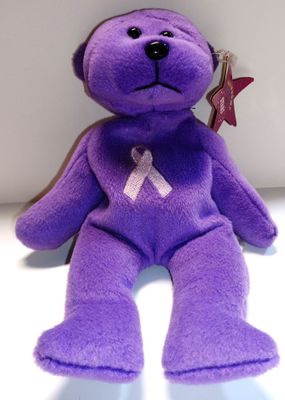 PURPLE BREAST CANCER BEANIE BEAR