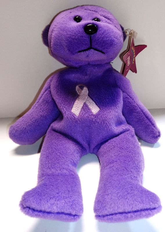 PURPLE BREAST CANCER BEANIE BEAR