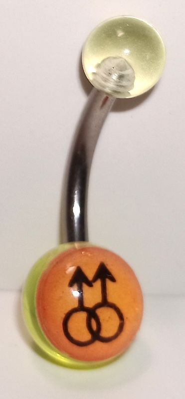 BODY JEWELRY - BELLY RING DOUBLE MALE YELLOW