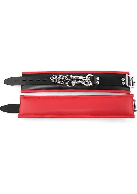 ROUGE LEATHER PADDED ANKLE CUFFS