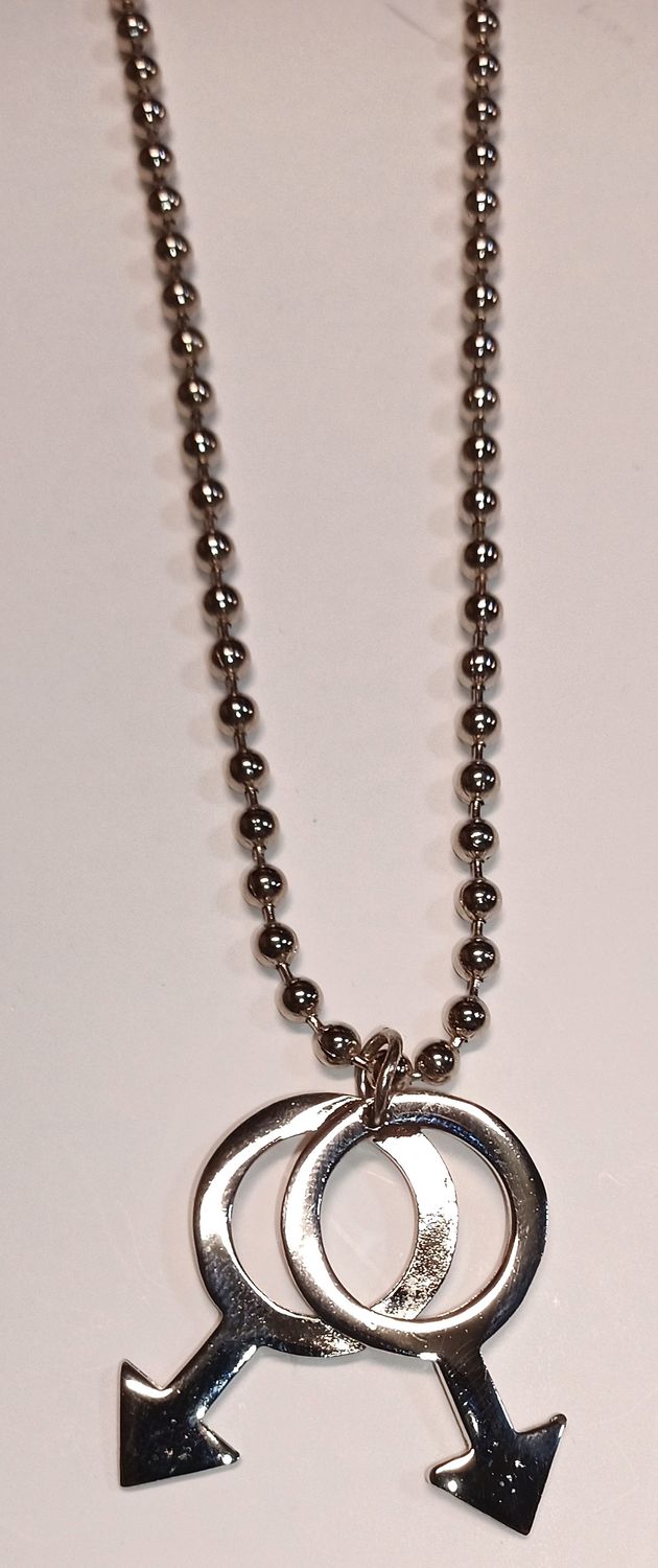 DOUBLE MALE SYMBOL NECKLACE ON BALL CHAIN DOUBLE MALE SYMBOL NECKLACE ON BALL CHAIN