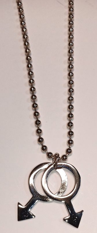 DOUBLE MALE SYMBOL NECKLACE ON BALL CHAIN