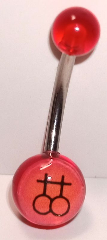 BODY JEWELRY - BELLY RING DOUBLE FEMALE RED