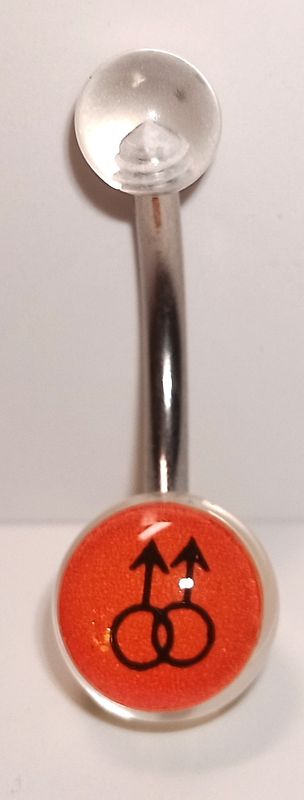 BODY JEWLERY - BELLY RING DOUBLE MALE CLEAR