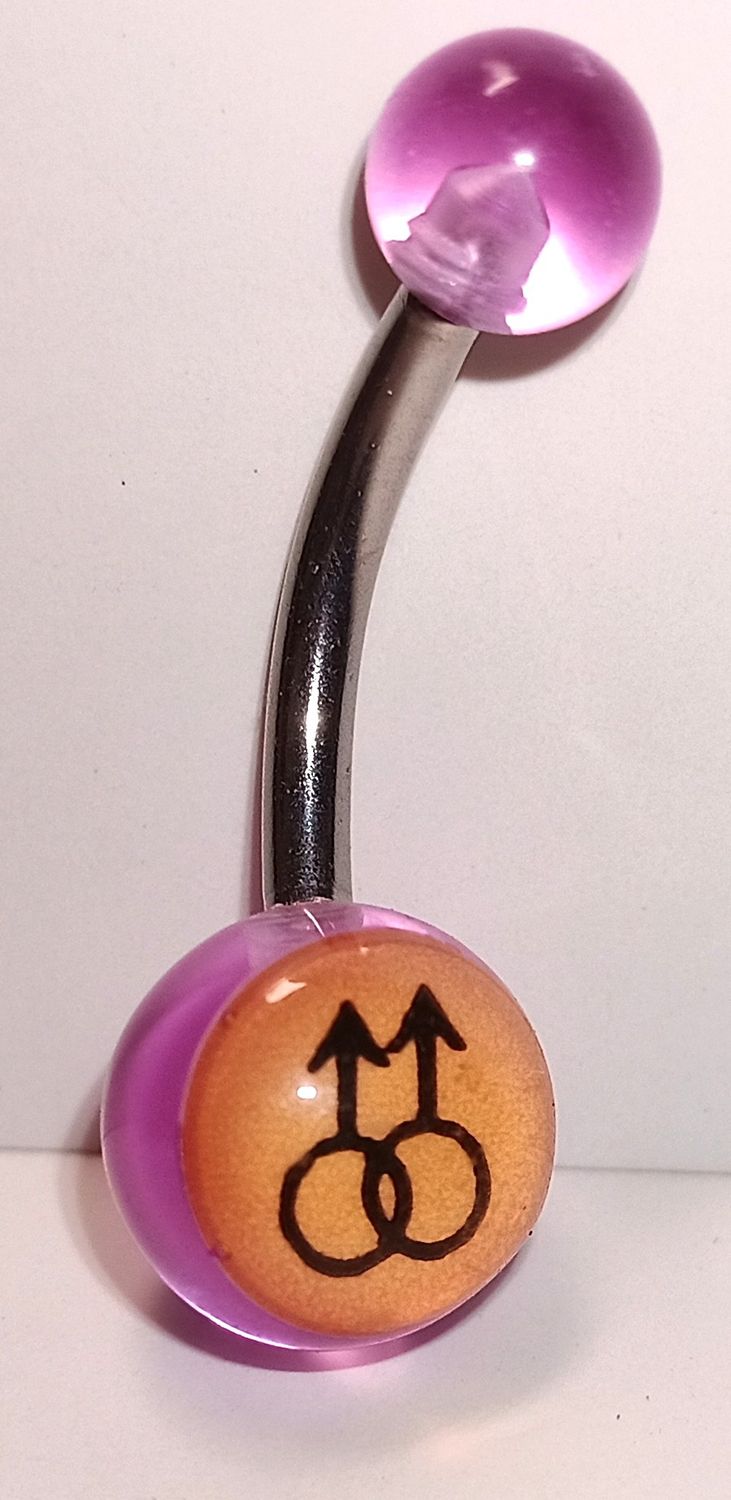 BODY JEWELRY - BELLY RING DOUBLE MALE PURPLE