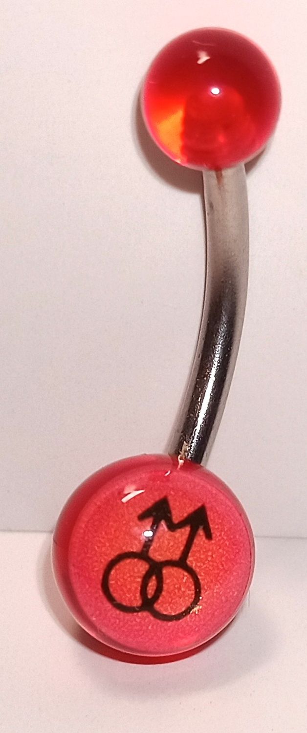 BODY JEWELRY - BELLY RING DOUBLE MALE RED BODY JEWELRY - BELLY RING DOUBLE MALE RED