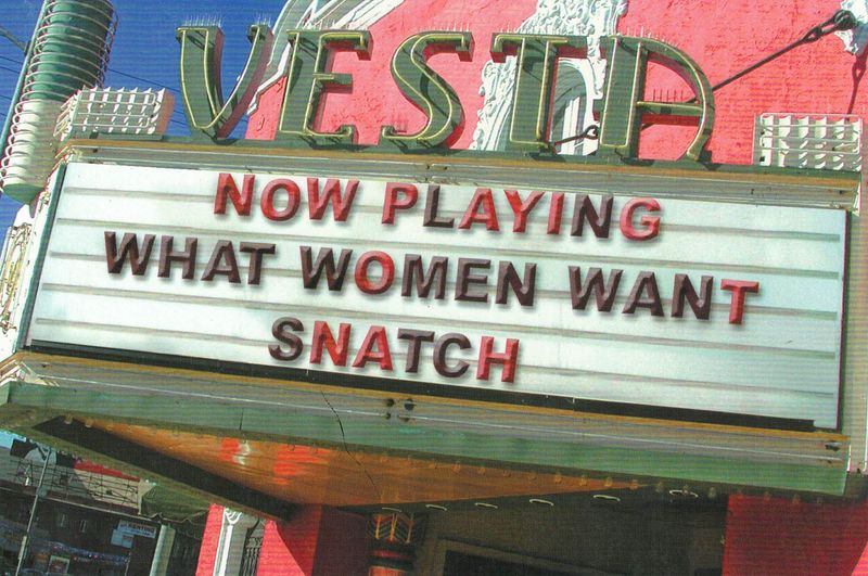 CARD - THEATER MARQUE, NOW PLAYING...