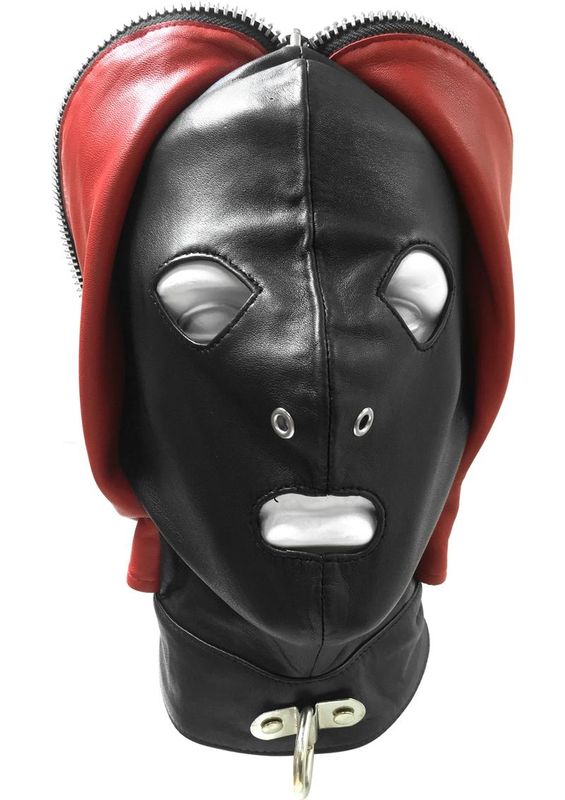 ROUGE LEATHER FLY TRAP ADJUSTABLE MASK BLACK & RED