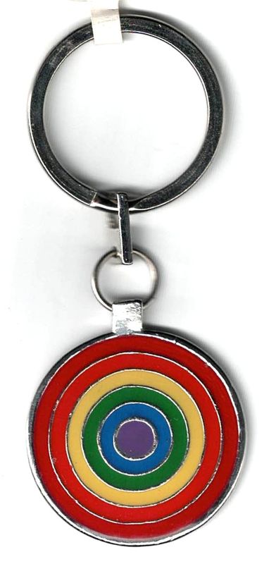 RAINBOW CIRCLES PEWTER KEYCHAIN