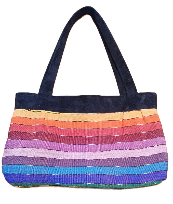 TOTE BAG- RAINBOW, LEATHER TRIM