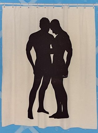 SEXY SHOWER CURTAIN MALE/MALE (disc.) SEXY SHOWER CURTAIN MALE/MALE (disc.)