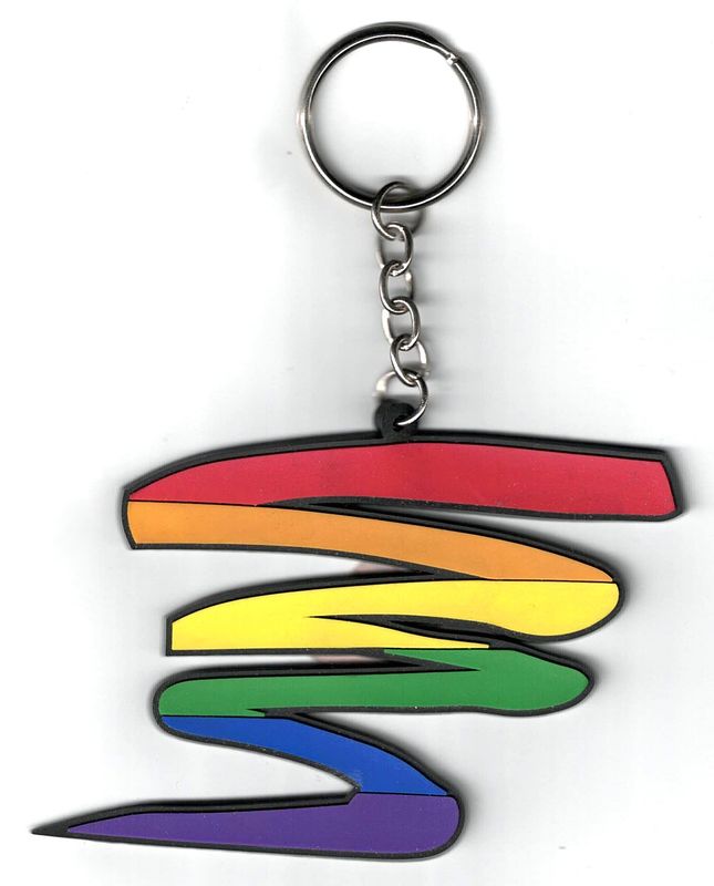 RAINBOW RUBBER SQUIGGLE KEYCHAIN