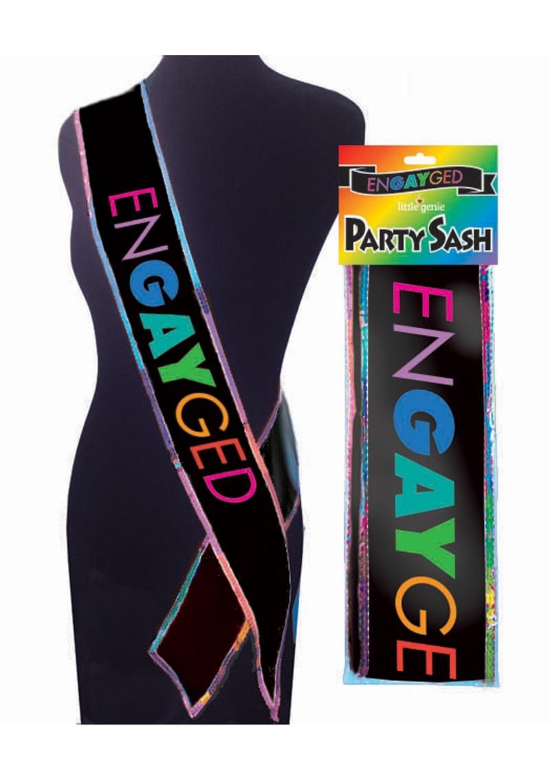 ENGAYGED PRIDE PARTY SASH BLACK/RAINBOW ENGAYGED PRIDE PARTY SASH BLACK/RAINBOW